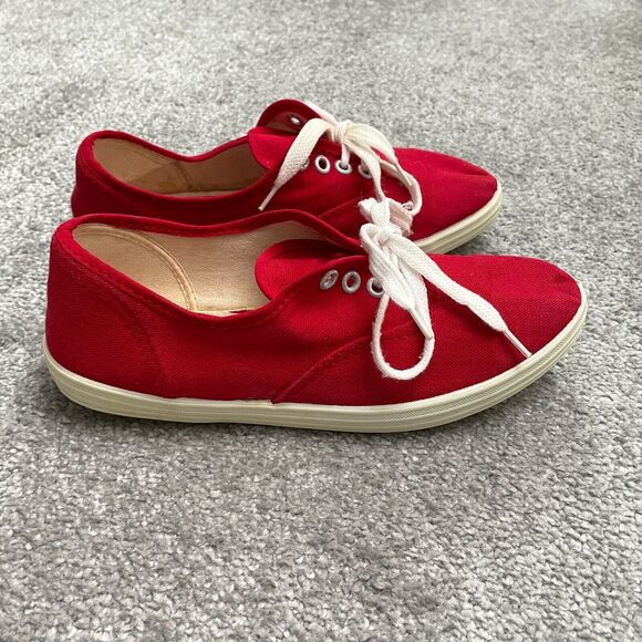 Coaster Canvas Casual Sneakers Shoes Womens Us 7 Red Lace Up Comfort Fabric - Picture 5 of 12
